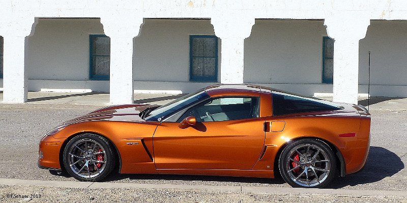 Horizonte 158.jpg - men's dream, but not mainstream. A fancy colored and perfectpolished Chevrolet Corvette C6 in front of the historic Amargosa OperaHouse in the tiny village of Death Valley Junction (Route 190/127) inthe very easten California. For more details of the building:- https://en.wikipedia.org/wiki/Death_Valley_Junction for the car:- https://en.wikipedia.org/wiki/Chevrolet_Corvette_(C6)   click here for Google Maps View   Position: N36°18'06" W116°24'54", elev.624m/2050ft Camera: Panasonic TZ20, date:05/04/2013, 12:13 local time