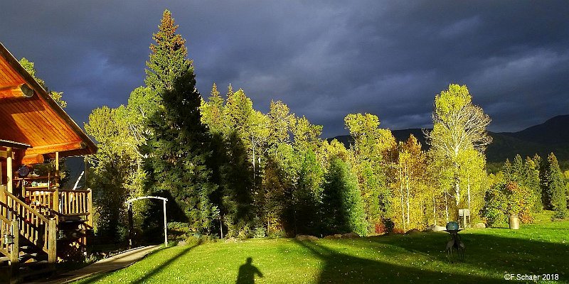 Horizonte 323.jpg - It seems, Fall will come very early this year!I made this pic with the dramatic sky in front of our house.Position: N 51°53'01"/ W 120°01'25", elev. 710m/2335ft ASL.Camera: Sony HX400, Zeiss Lens, Date: 24/09/2018 (5 days ago)!