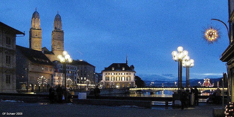 Horizonte 335.jpg - Christmas-lights in the center of Zuerich/Switzerland.Strolling through the older part of Zurich on a December-eveningwas always a magical experience during our annual visits in ourprevious homeland.Position: N 47°22'17"/ E 08°32'31", elevation 408 m/1340 ft ASLCamera: Canon Ixus 80 IS, date: 22/12/2009, 16:57pm local time.I wish you peaceful and happy Christmasdays with friends/family!