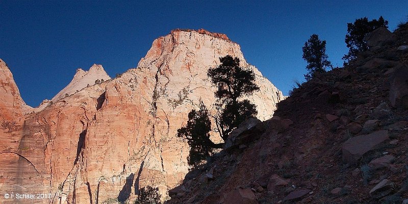 Horizonte 532.jpg - "Silhouettes" I made from our Campground on a bright early Morning in the Zion-Nationalpark, Utah / USA.Position:     at Watchman-Campground, Date:Oct.18/2017, Nikon D50